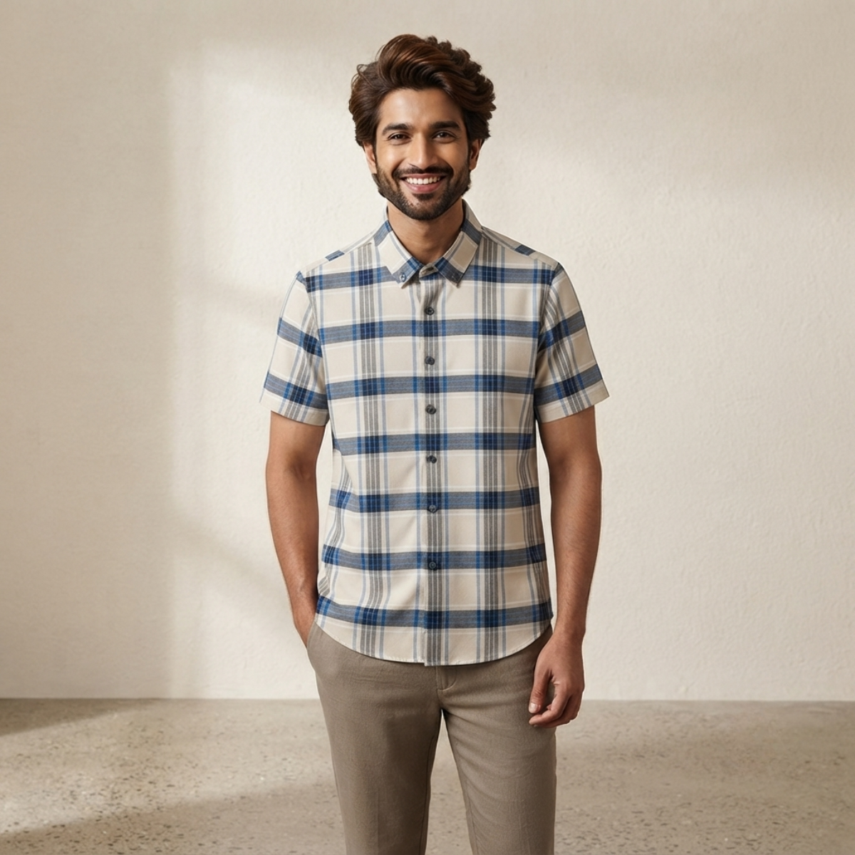 Men's Checked Half Sleeve Shirt - Multicolor | HSS-10