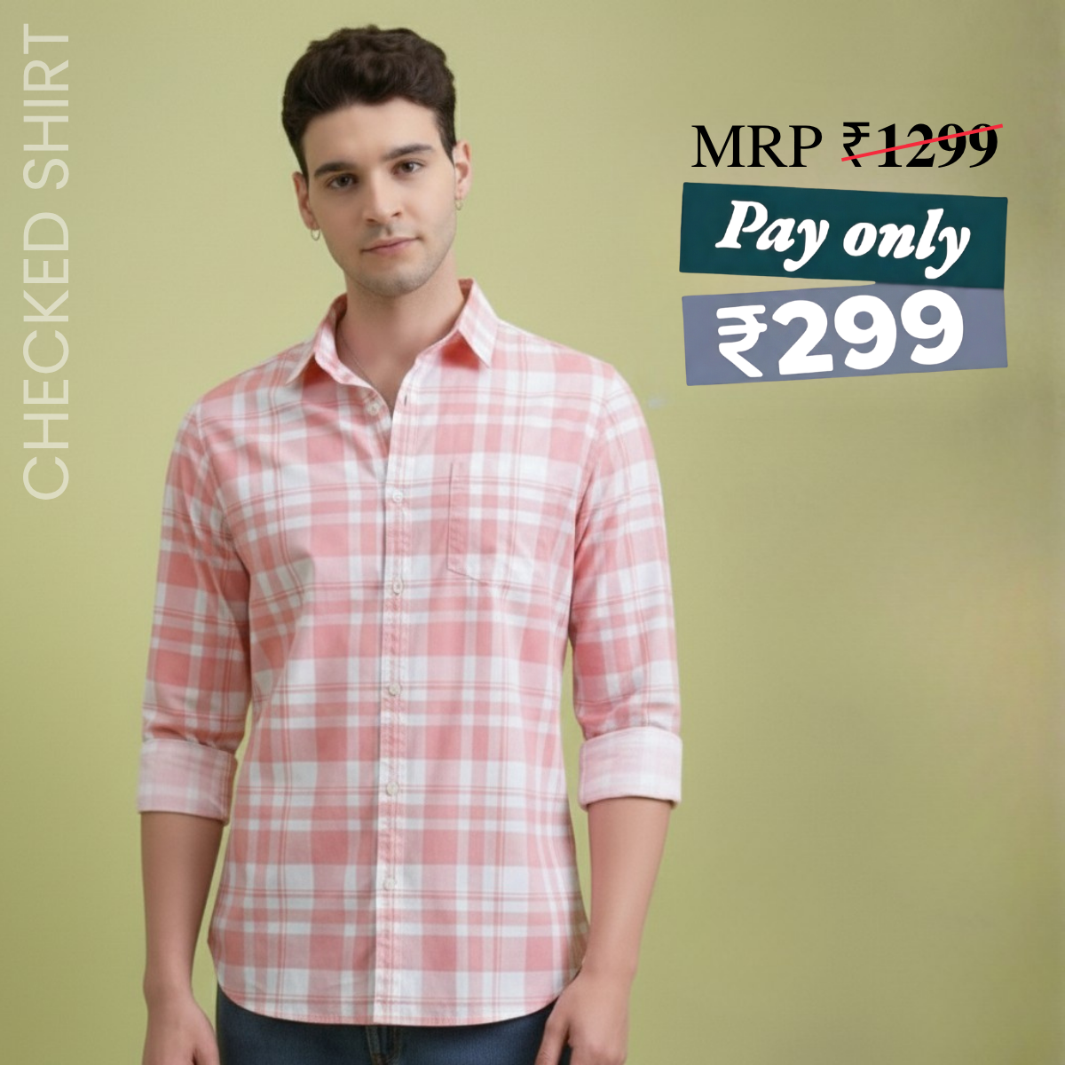 Premium Cotton White and Pink Checked Shirt – Casual & Office Wear | CS-10