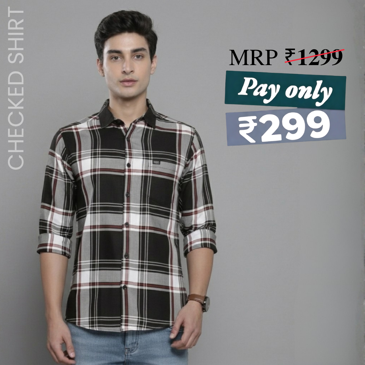 Premium Cotton White and Black Checked Shirt – Casual & Office Wear|CS-02