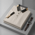 Men's Premium Cream Striped Cotton Polo T‑Shirt| S‑04