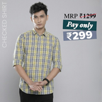 Premium Cotton Blue and Yellow Checked Shirt – Casual & Office Wear | CS-05