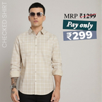 Premium Cotton Cream and White Checked Shirt – Casual & Office Wear |CS-07