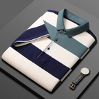 Men's Premium Blue and White Striped Cotton Polo T‑Shirt| S‑05