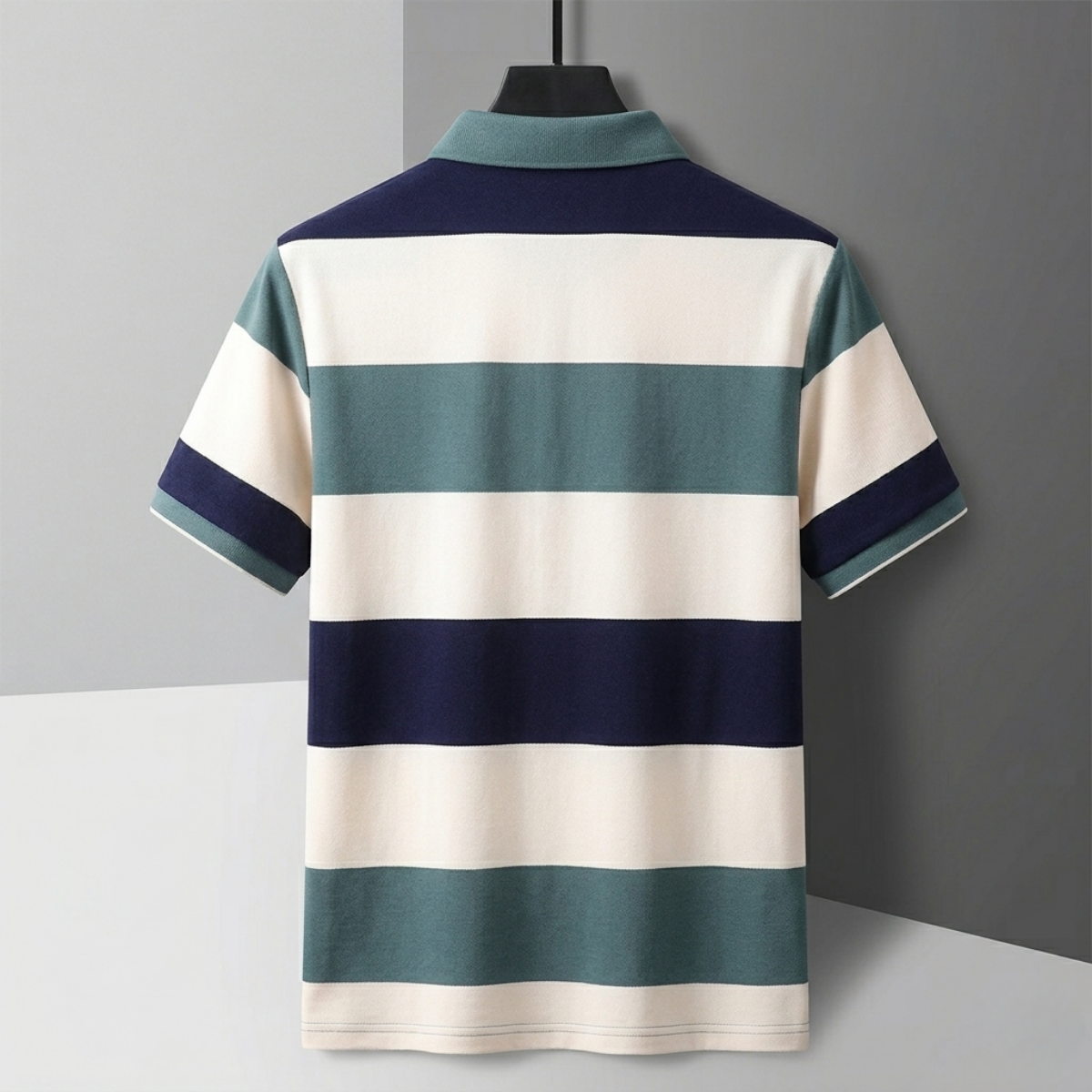 Men's Premium Blue and White Striped Cotton Polo T‑Shirt| S‑05