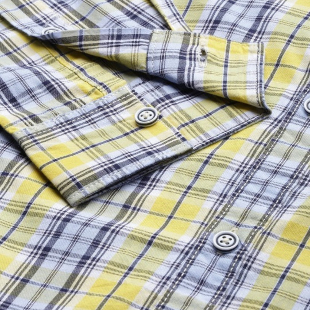 Premium Cotton Blue and Yellow Checked Shirt – Casual & Office Wear | CS-05