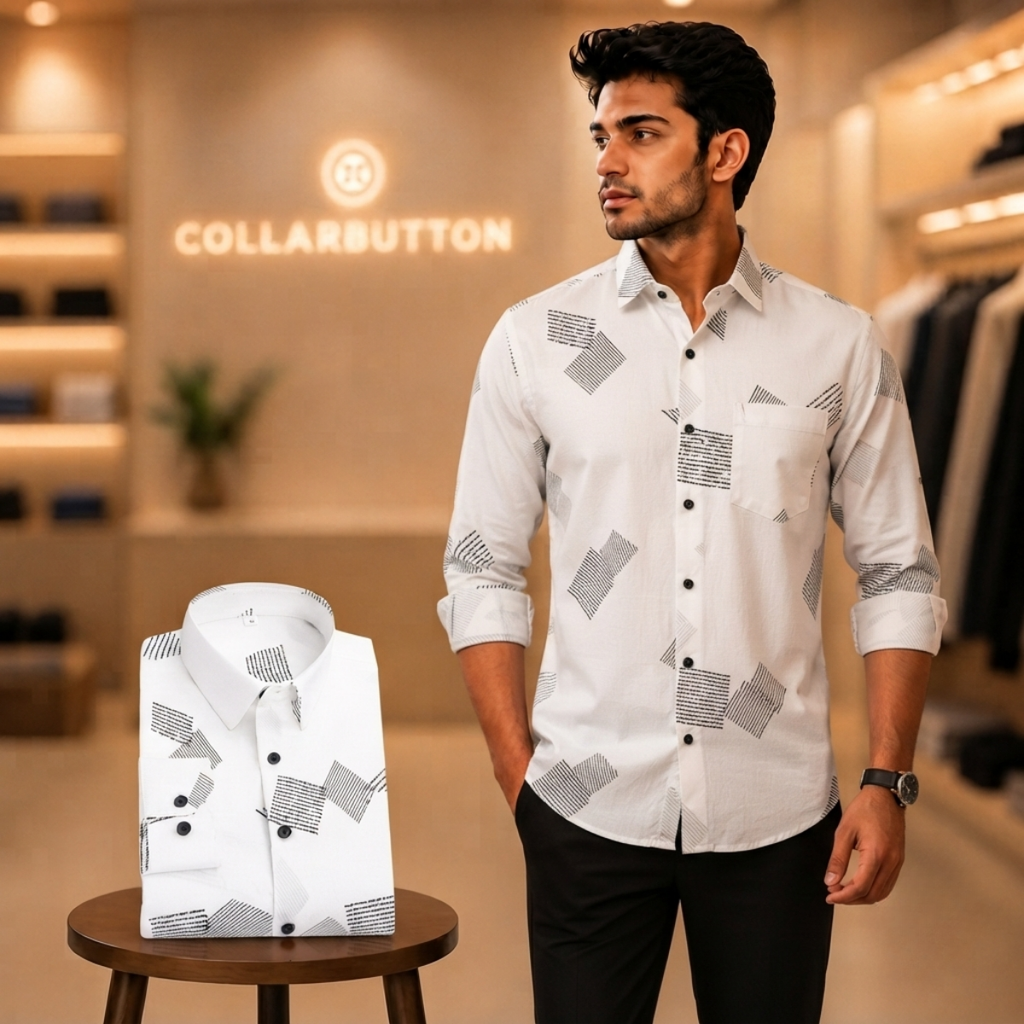 3 Formal Full Sleeve Printed Shirt For Men ( P15 )