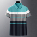 Men's Premium Blue and Gray Striped Cotton Polo T‑Shirt | S‑01