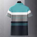 Men's Premium Blue and Gray Striped Cotton Polo T‑Shirt | S‑01