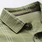 Premium Cotton Olive Green Checked Shirt – Casual & Office Wear|CS-01