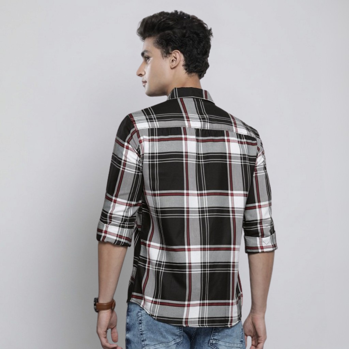 Premium Cotton White and Black Checked Shirt – Casual & Office Wear|CS-02