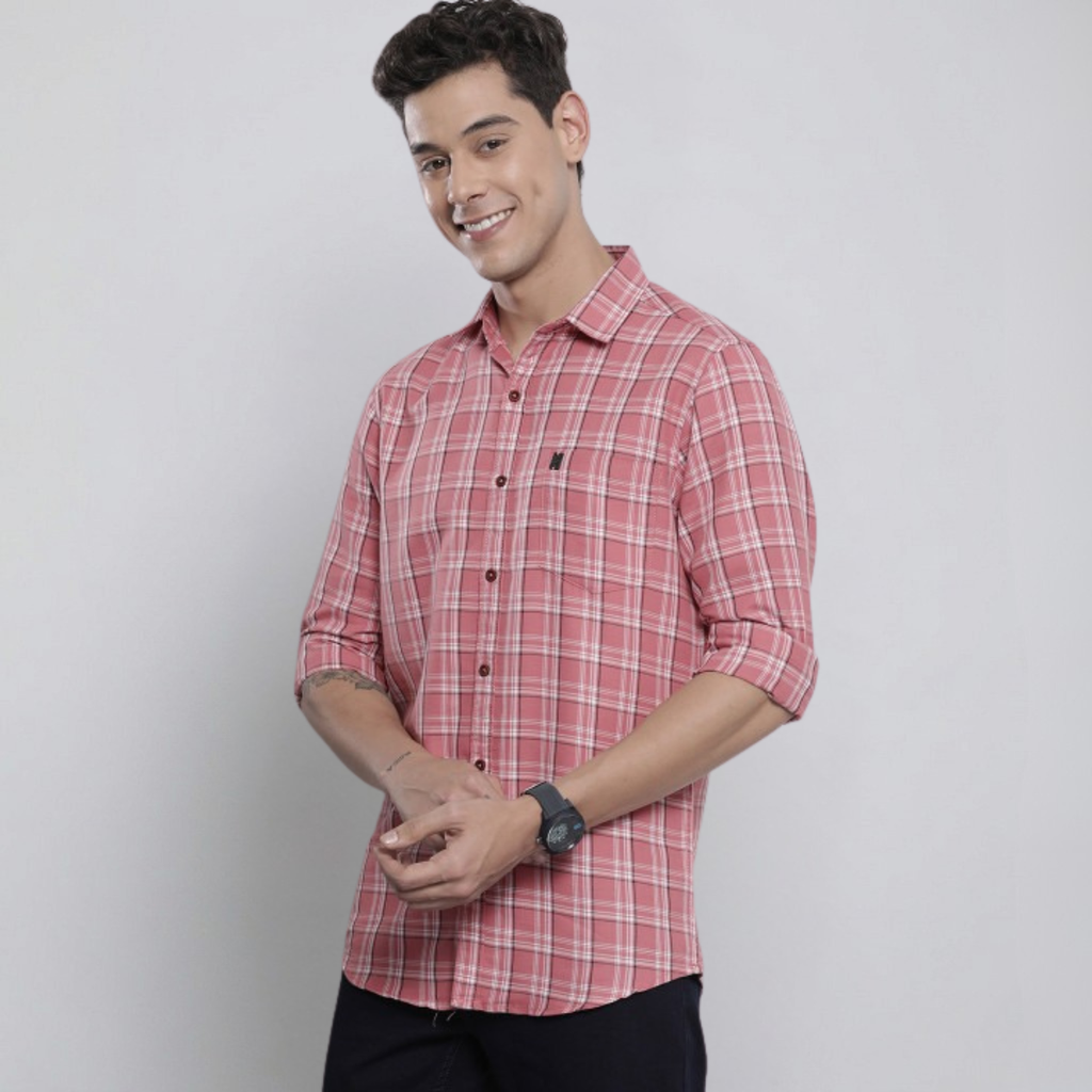 Premium Cotton Pink and White Checked Shirt – Casual & Office Wear |CS-06