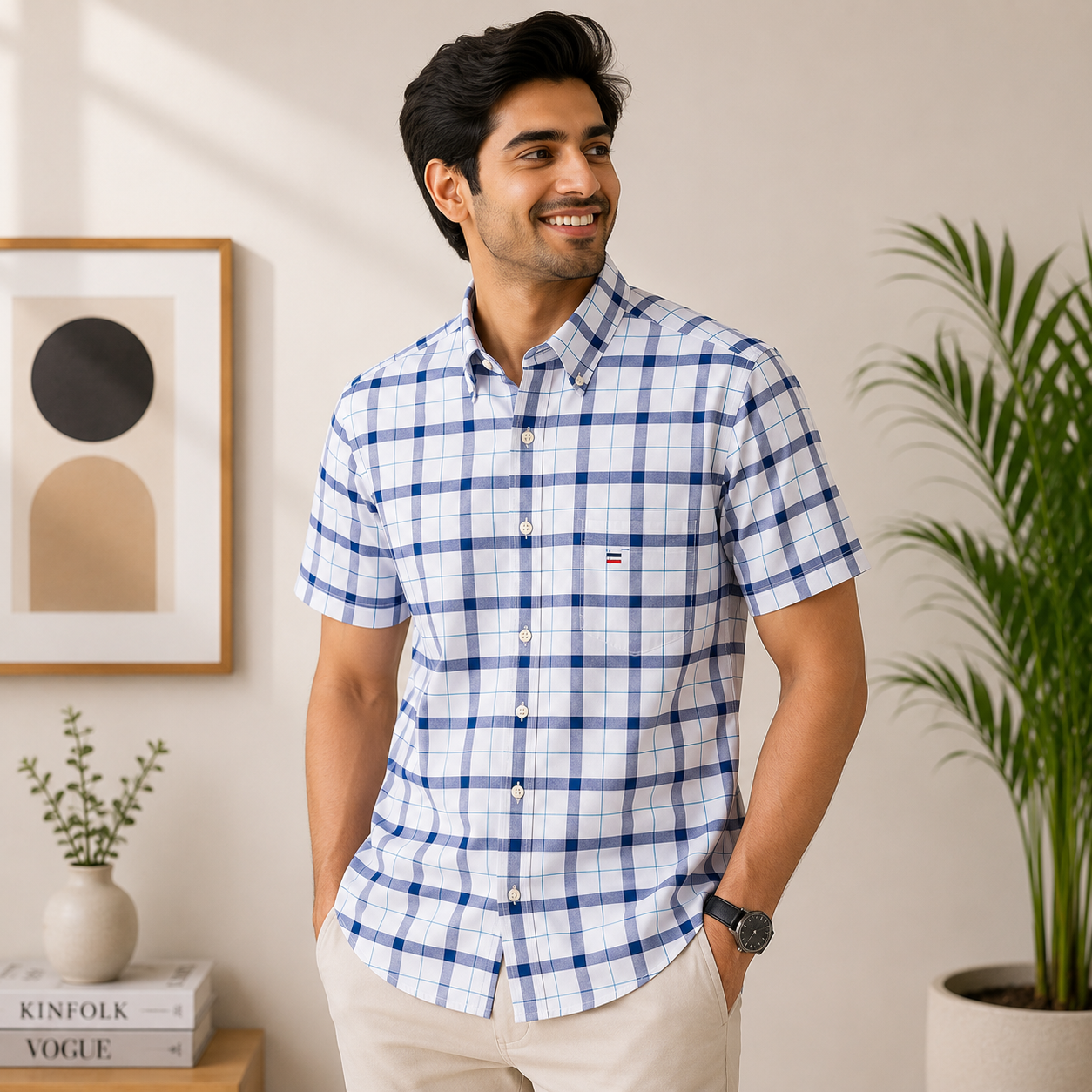 Men's Checked  Half Sleeve Shirt - Multicolor | HSS-9