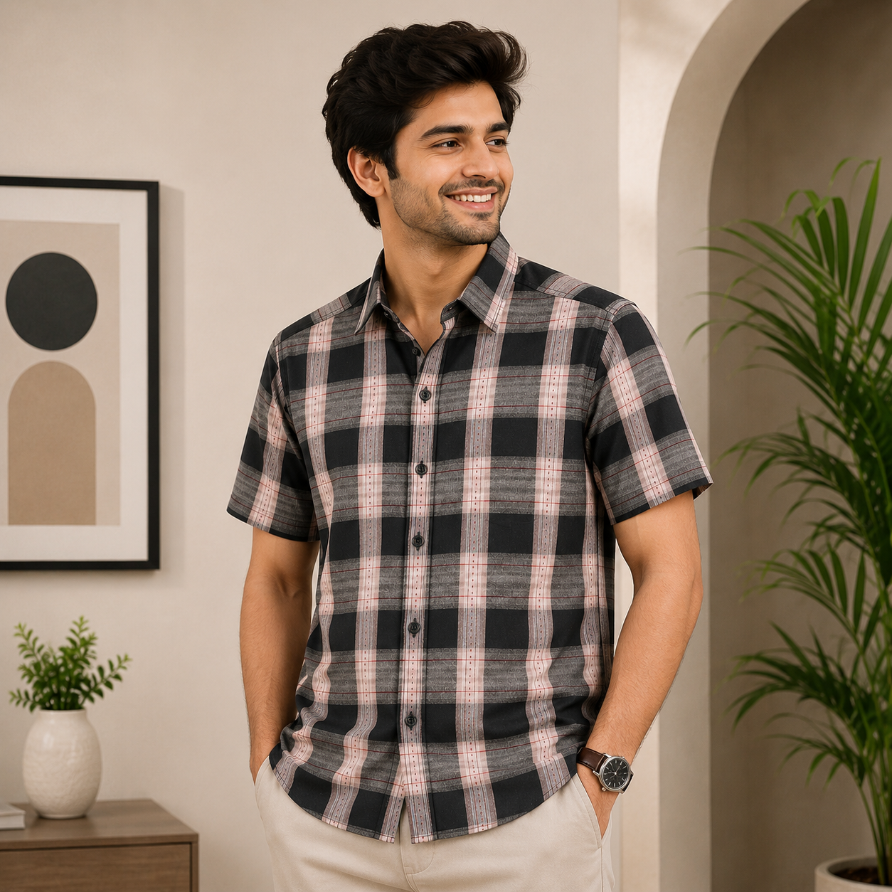 Men's Premium Checked Shirt | Stylish, Comfortable & Perfect for Everyday Wear | HSS-16