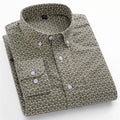 Men's long-sleeve cotton blend casual dress shirt with a geometric pattern